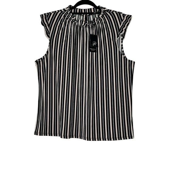 Adrianna Papell Tops - Adrianna Papell Top Women's XL Sleeveless Stretch Ruffle Mock Neck Tank New